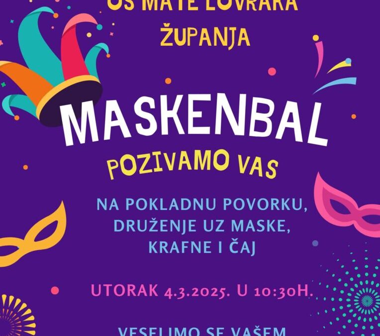 Pozivamo vas na veseli školski maskenbal!